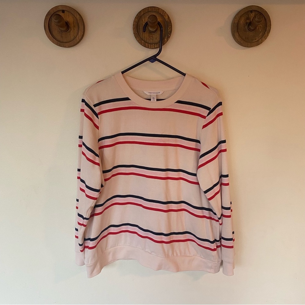 Popsugar striped crewneck sweatshirt size XL